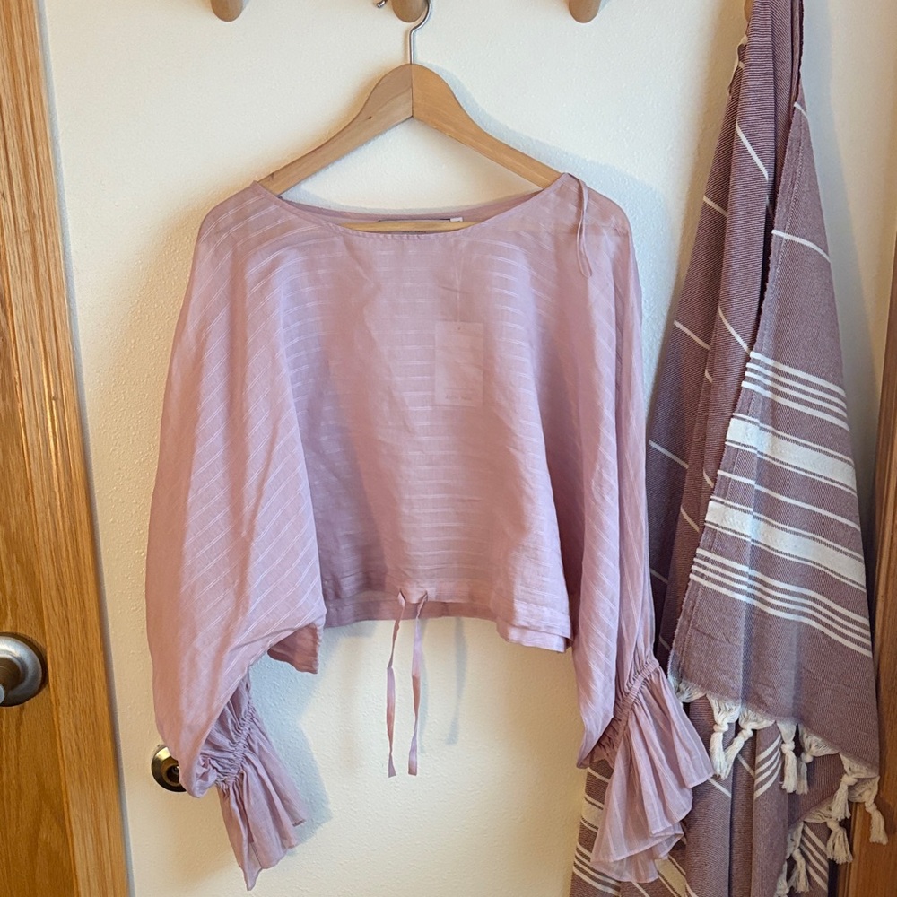 & Other Stories Mauve Partially Sheer Women's Top with fun sleeves NWT